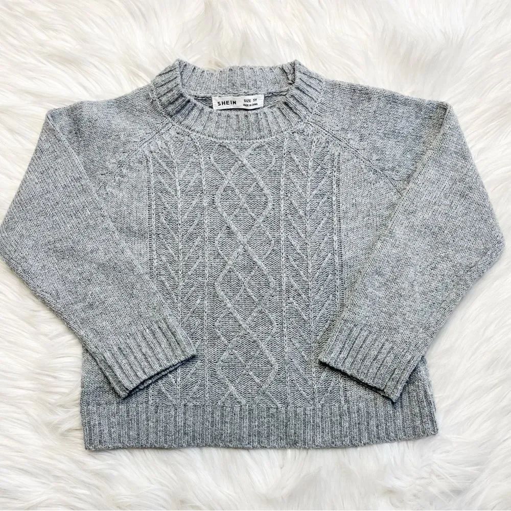 SHEIN Cable Knit Crew Neck Sweater Grey Size 5